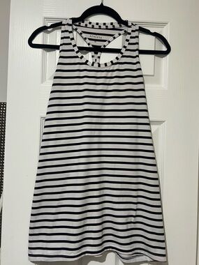 Athleta Black and White Striped Racerback Tank- Medium